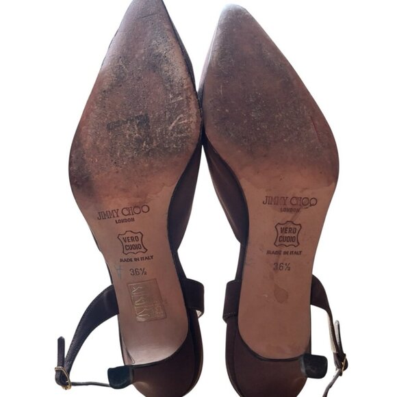 Jimmy Choo Brown Slingback Heels Vintage 1990's Pointed Toe - Picture 7 of 9